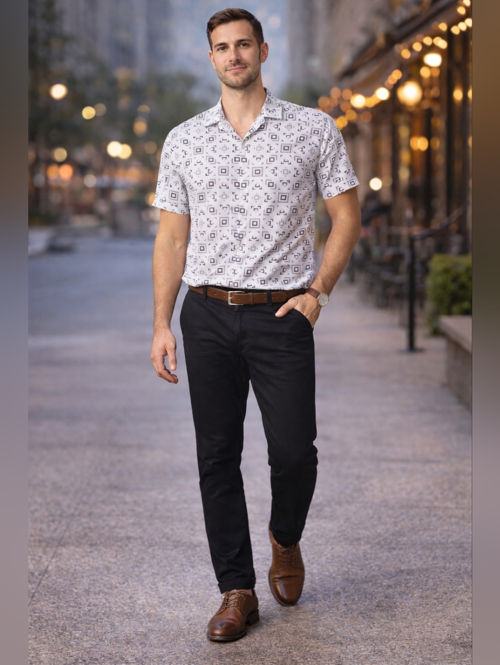 Original Use Geometric Button Up Shirt Medium Streetwear Minimal Modern - Picture 8 of 11